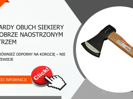 Solidna część siekiery z ostrym, odpornym na korozję ostrzem. Idealna do prac w drewnie.