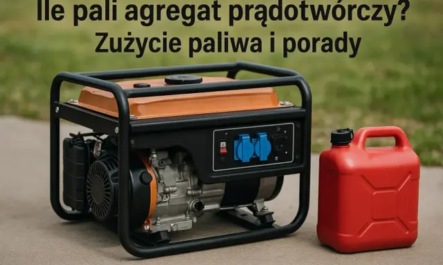 Agregat prądotwórczy 3kW i czerwony kanister. Dowiedz się, ile pali agregat 3kw i jak oszczędzać paliwo.