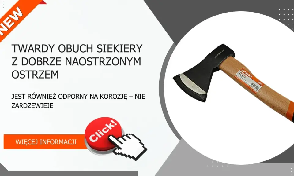 Solidna część siekiery z ostrym, odpornym na korozję ostrzem. Idealna do prac w drewnie.